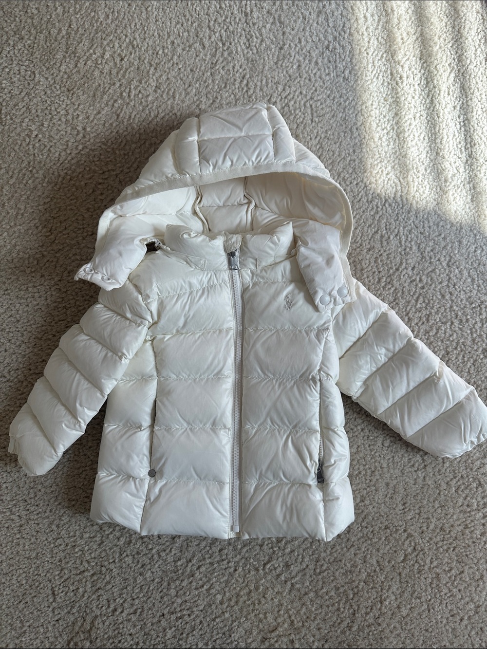 Ralph Lauren Baby White Puffer Hooded Jacket
